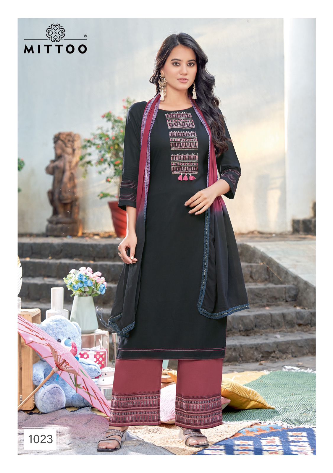 Mittoo Saara Vol 3 Emrboidery Kurti Pant With Dupatta Collection
